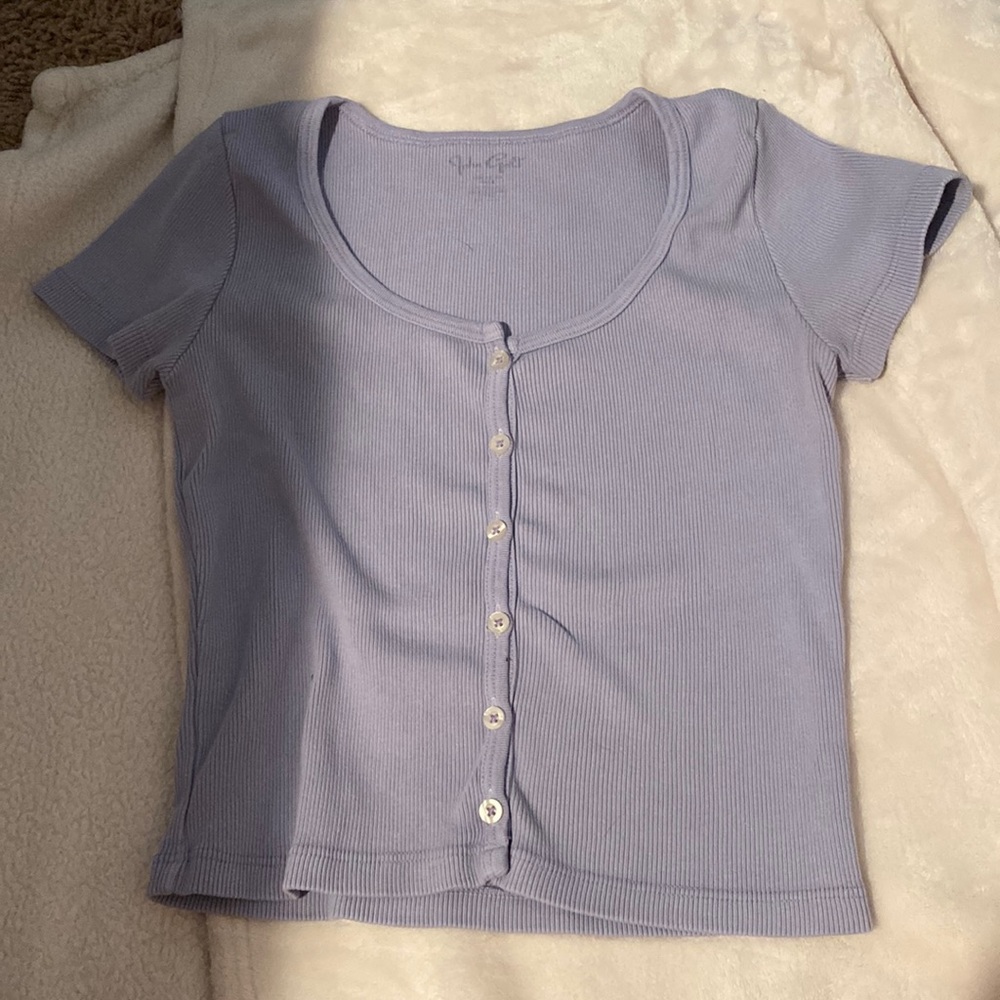 purple button up short sleeve